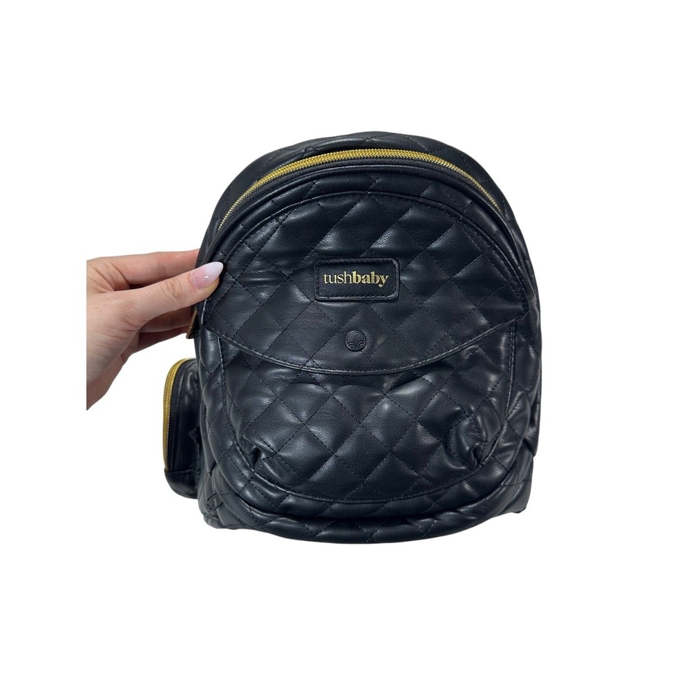 Tushbaby Quilted Faux Leather Waist Bag Hip Pack Carrier Black‎ Gold